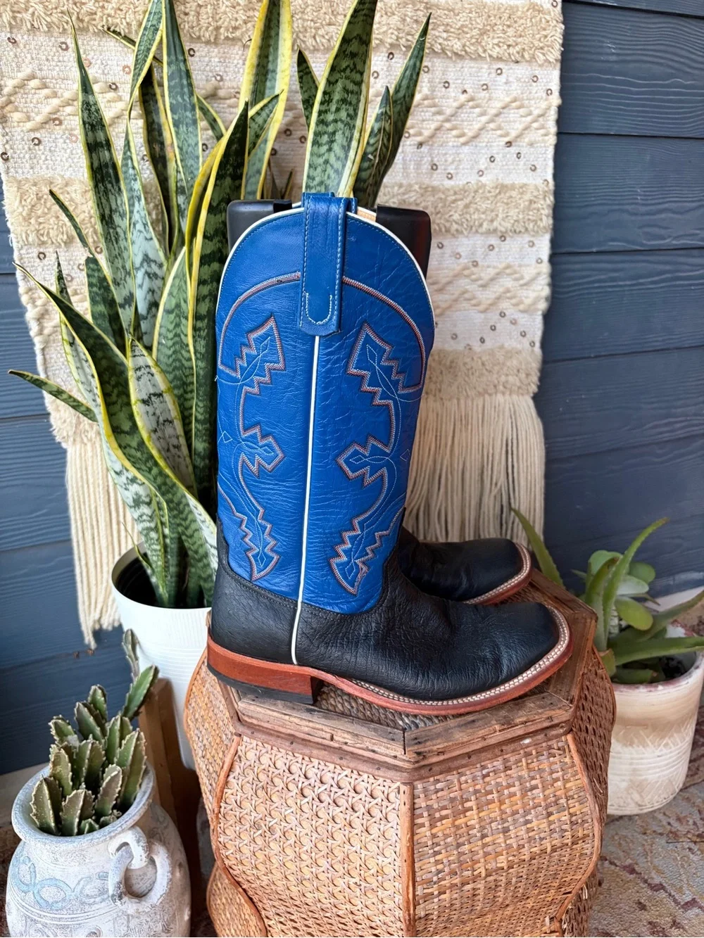 Anderson Bean Exotic Ostrich Leather Cowboy Boots Mens Size 9